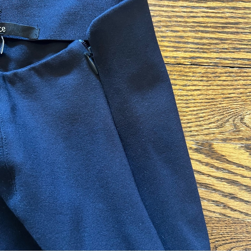 Quince Navy Ultra Stretch Ponte Pintuck Straight Leg Pants - Picture 6 of 8